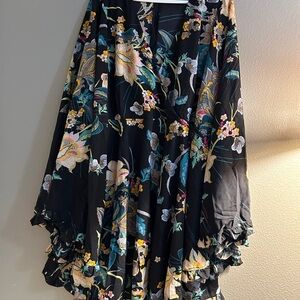 Boohoo Black Floral Asymmetrical Dress. Never worn.